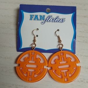 😻 3 For $15 Orange & White Round Lucite Dangles